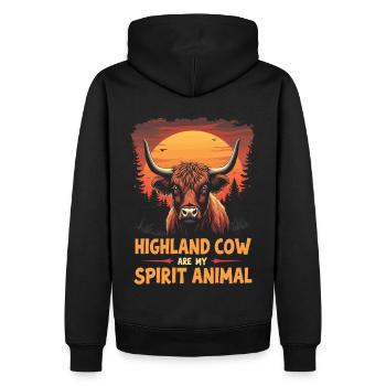 Schottisches Hochlandrind Highland Cow Hochlandkuh - Männer Premium Bio Hoodie - Schwarz - Hinten - Nico (187cm)