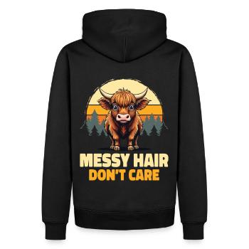 Schottisches Hochlandrind Highland Cow Hochlandkuh - Männer Premium Bio Hoodie - Schwarz - Hinten - Nico (187cm)