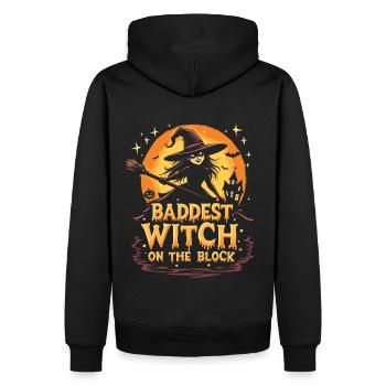 Halloween Hexen Kostüm Hexe Hexenbesen - Männer Premium Bio Hoodie - Schwarz - Hinten - Nico (187cm)
