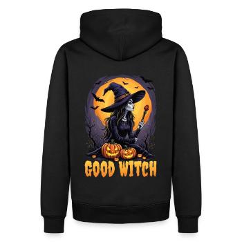 Halloween Hexen Kostüm Hexe Hexenbesen - Männer Premium Bio Hoodie - Schwarz - Hinten - Nico (187cm)