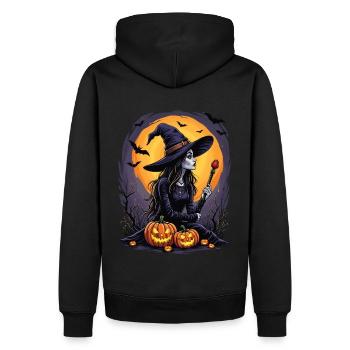 Costume de sorcière d’Halloween Balai de sorcière - Sweat à capuche Premium bio Homme - noir - Dos - Nico (187cm)