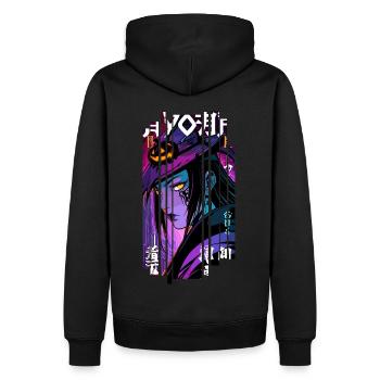 Halloween - Hexe Geometrischer Effekt Mauve - Männer Premium Bio Hoodie - Schwarz - Hinten - Nico (187cm)