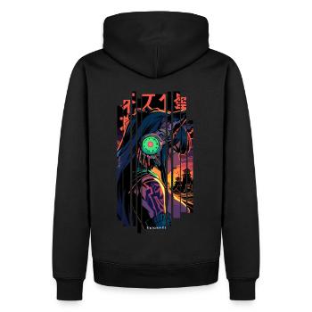 Femme loup-garou Géométrique - Sweat à capuche Premium bio Homme - noir - Dos - Nico (187cm)