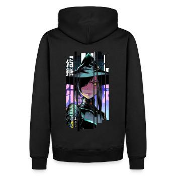 Geometrische Halloween-Hexe - Männer Premium Bio Hoodie - Schwarz - Hinten - Nico (187cm)