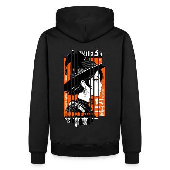 Geometrische Frau Hexe Halloween - Männer Premium Bio Hoodie - Schwarz - Hinten - Nico (187cm)