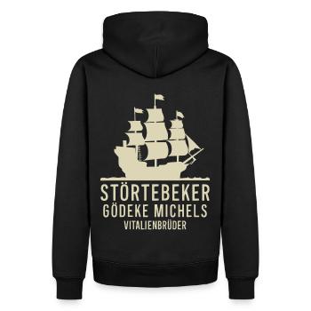 Störtebeker Gödeke Michels Vitalienbrüder - Männer Premium Bio Hoodie - Schwarz - Hinten - Nico (187cm)