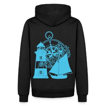 Boussole maritime Voilier Phare - Sweat à capuche Premium bio Homme - noir - Dos - Nico (187cm)