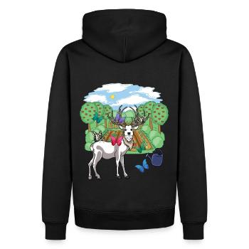 Rothirsch Wild Rehbock Schmetterlinge Natur Garten - Männer Premium Bio Hoodie - Schwarz - Hinten - Nico (187cm)