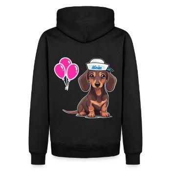 Chien Teckel Sailor Sailor Ballons d’anniversaire - Sweat à capuche Premium bio Homme - noir - Dos - Nico (187cm)