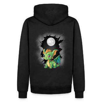 Vollmond Drache Drachen Mond Fabelwesen - Männer Premium Bio Hoodie - Schwarz - Hinten - Nico (187cm)