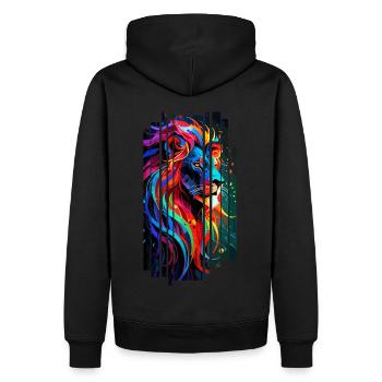 Multicolored Geometric Lion - Men’s Premium Organic Hoodie - black - Back - Nico (187cm)