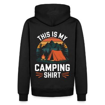 C’est ma chemise de camping Campen - Sweat à capuche Premium bio Homme - noir - Dos - Nico (187cm)
