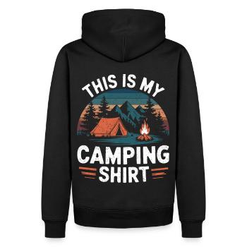C’est ma chemise de camping Campen - Sweat à capuche Premium bio Homme - noir - Dos - Nico (187cm)