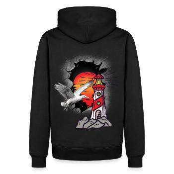Phare Phares Seagull Seagulls - Sweat à capuche Premium bio Homme - noir - Dos - Nico (187cm)
