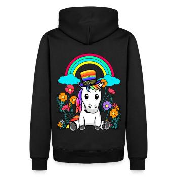 LGBT Regenbogen Einhorn Einhörner Pferd Pferde - Männer Premium Bio Hoodie - Schwarz - Hinten - Nico (187cm)