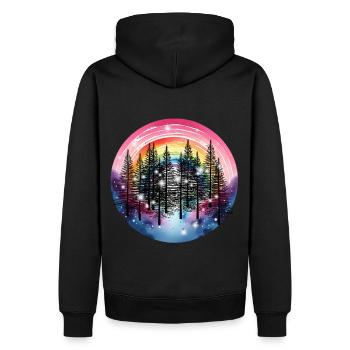 Sapins Forêt Nature Arc-en-ciel Mystique - Sweat à capuche Premium bio Homme - noir - Dos - Nico (187cm)