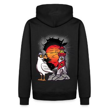 lustige Möwe Leuchtturm Matrose maritim Kinder See - Männer Premium Bio Hoodie - Schwarz - Hinten - Nico (187cm)