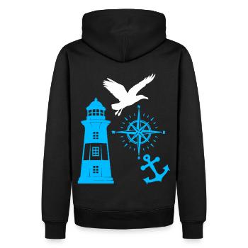 Maritim Leuchtturm Kompass Leuchttürme Möwen - Männer Premium Bio Hoodie - Schwarz - Hinten - Nico (187cm)