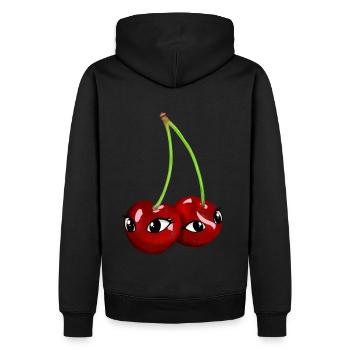Cherry Cherries Eyes Face Fruit Fruits Summer - Men’s Premium Organic Hoodie - black - Back - Nico (187cm)