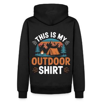 C’est mon Shirt Camping OUTDOOR - Sweat à capuche Premium bio Homme - noir - Dos - Nico (187cm)