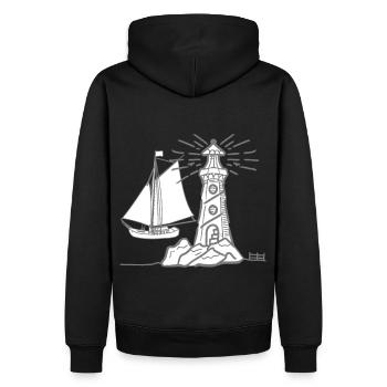 maritim Leuchtturm Leuchttürme Segelschiff Schiff - Männer Premium Bio Hoodie - Schwarz - Hinten - Nico (187cm)