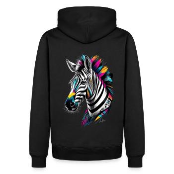 zèbre géométrique tribal multicolore - Sweat à capuche Premium bio Homme - noir - Dos - Nico (187cm)