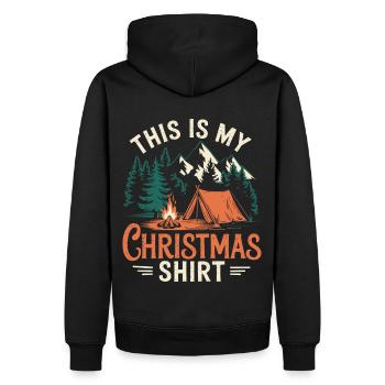 Camping Noël Tenue de Noël en plein air - Sweat à capuche Premium bio Homme - noir - Dos - Nico (187cm)