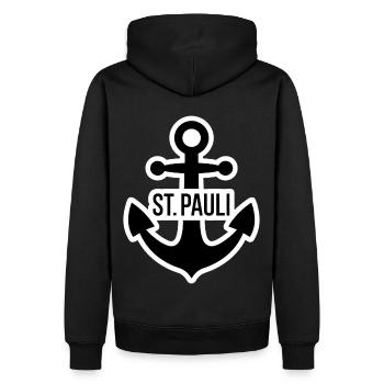 St. Pauli Anker Reeperbahn Kiez - Sweat à capuche Premium bio Homme - noir - Dos - Nico (187cm)