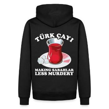 Thé turc Chai Türk Çayi Amoureux de la dinde - Sweat à capuche Premium bio Homme - noir - Dos - Nico (187cm)