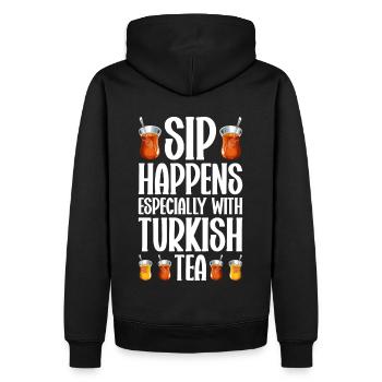 Thé turc Chai Türk Çayi Amoureux de la dinde - Sweat à capuche Premium bio Homme - noir - Dos - Nico (187cm)