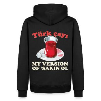 Thé turc Chai Türk Çayi Amoureux de la dinde - Sweat à capuche Premium bio Homme - noir - Dos - Nico (187cm)