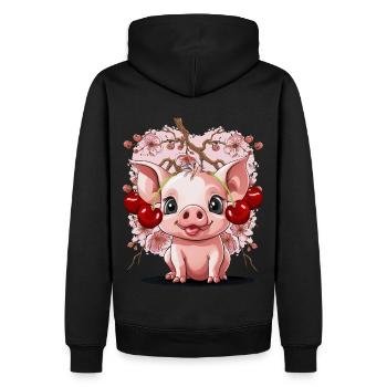 Pig, Cherries, Cherry, Piglet, Cherry Blossom - Men’s Premium Organic Hoodie - black - Back - Nico (187cm)