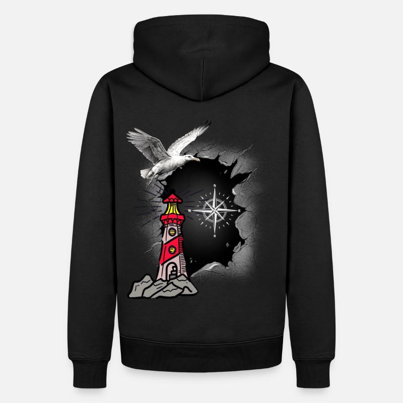 maritim Möwe Kompass Leuchtturm Möwen - Männer Premium Bio Hoodie - Schwarz