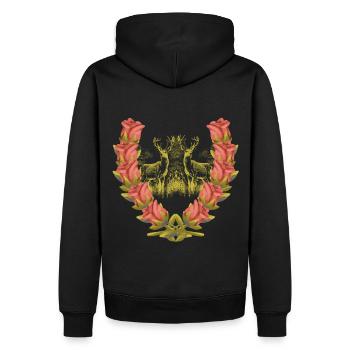 Bois de cerf Cerf rouge Roses Cerf Cerf Chevreuil Chevreuil - Sweat à capuche Premium bio Homme - noir - Dos - Nico (187cm)