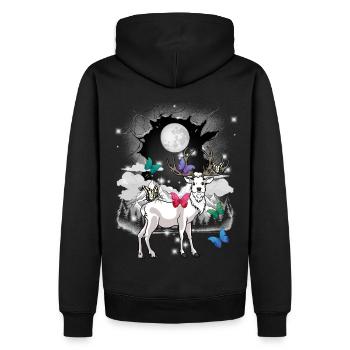 Mountains Mountains Deer Deer Butterflies Children - Men’s Premium Organic Hoodie - black - Back - Nico (187cm)