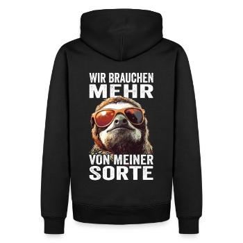 Wir brauchen mehr von meiner Sorte - Männer Premium Bio Hoodie - Schwarz - Hinten - Nico (187cm)