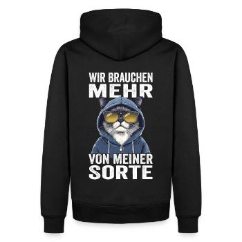Wir brauchen mehr von meiner Sorte - Männer Premium Bio Hoodie - Schwarz - Hinten - Nico (187cm)