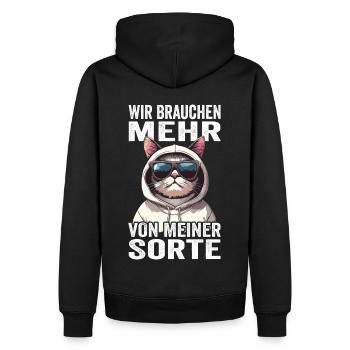 Wir brauchen mehr von meiner Sorte - Männer Premium Bio Hoodie - Schwarz - Hinten - Nico (187cm)