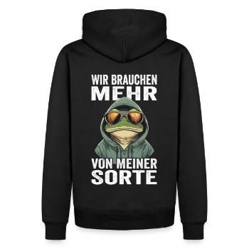 Wir brauchen mehr von meiner Sorte - Männer Premium Bio Hoodie - Schwarz - Hinten - Nico (187cm)