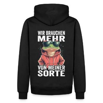 Wir brauchen mehr von meiner Sorte - Männer Premium Bio Hoodie - Schwarz - Hinten - Nico (187cm)