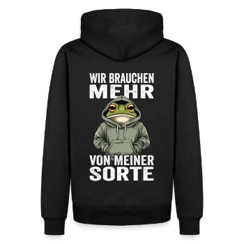 Wir brauchen mehr von meiner Sorte - Männer Premium Bio Hoodie - Schwarz - Hinten - Nico (187cm)
