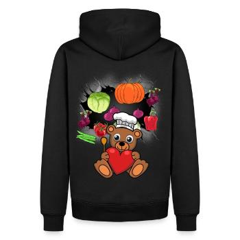 Teddy Cook Cooks Cook Vegetable Cooking Bear - Men’s Premium Organic Hoodie - black - Back - Nico (187cm)