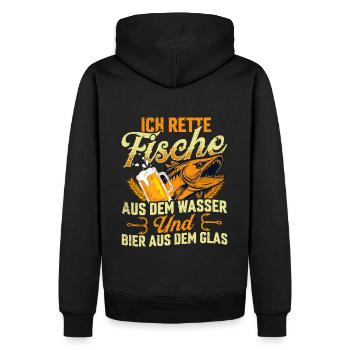 German Fisherman t-shirt - Men’s Premium Organic Hoodie - black - Back - Nico (187cm)