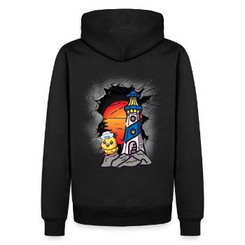 Phare Marin Marin Poussin Marin Côte - Sweat à capuche Premium bio Homme - noir - Dos - Nico (187cm)