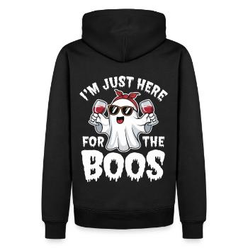 Fantôme d’Halloween, je suis juste là pour les huées - Sweat à capuche Premium bio Homme - noir - Dos - Nico (187cm)