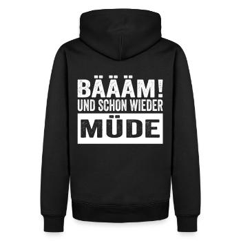 Bäääm ! Et encore fatigué Chemise de nuit - Sweat à capuche Premium bio Homme - noir - Dos - Nico (187cm)