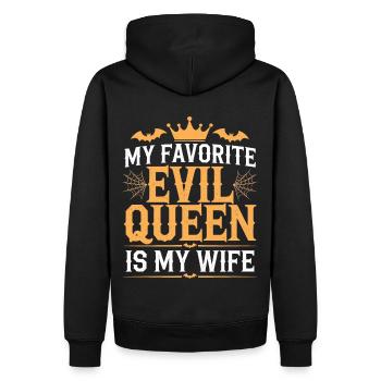 Mijn favoriete boze koningin is mijn vrouw - trouwdag - Mannen Premium Bio hoodie - zwart - Achter - Nico (187cm)