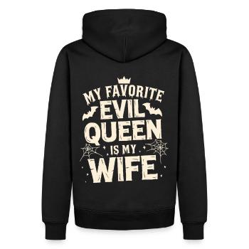 Mijn favoriete boze koningin is mijn vrouw - trouwdag - Mannen Premium Bio hoodie - zwart - Achter - Nico (187cm)
