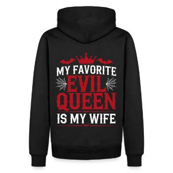 Mijn favoriete boze koningin is mijn vrouw - trouwdag - Mannen Premium Bio hoodie - zwart - Achter - Nico (187cm)