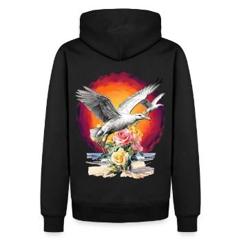 Seagulls Seagull Seagulls Maritime Sunset - Men’s Premium Organic Hoodie - black - Back - Nico (187cm)